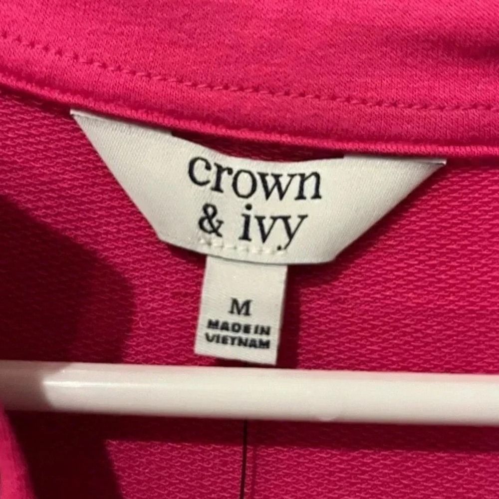 Crown & Ivy Pink Rave Tiered Rickrack Trim Mini Dress Medium sundress nwt - Picture 4 of 9